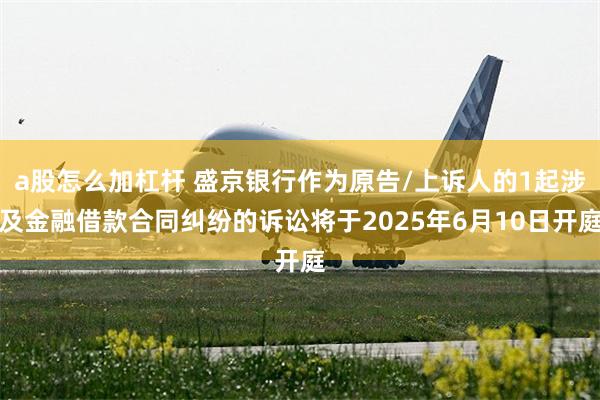 a股怎么加杠杆 盛京银行作为原告/上诉人的1起涉及金融借款合同纠纷的诉讼将于2025年6月10日开庭