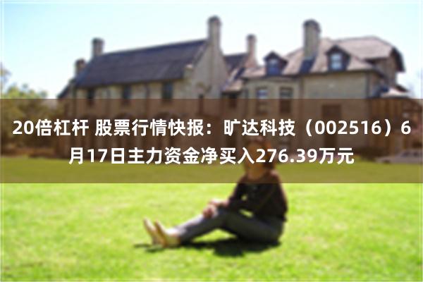 20倍杠杆 股票行情快报：旷达科技（002516）6月17日主力资金净买入276.39万元
